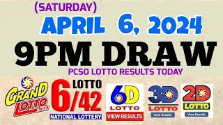 Lotto Result Today 9pm draw April 6, 2024 6/55 6/42 6D Swertres Ez2 PCSO#lotto