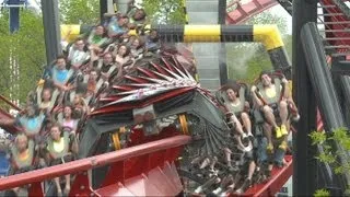 X-Flight on-ride POV & off-ride b-roll footage HD Six Flags Great America