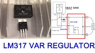 how to make 1~40V adjustable regulated power supply with LM317 ; bridge rectifier diode