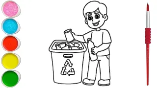 How to Draw a Boy Throwing Garbage || Drawing For Kids || Drawing Tutorial || Drawing