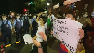 Anti-Olympics protesters gather outside Tokyo stadium | AFP