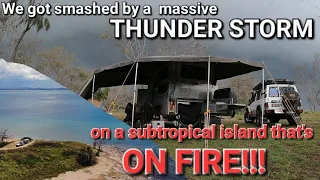 Smashed with thunder storm while island is on fire. Facing Island