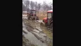 Zetor Proxima 7441 stuck in mud