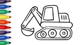 Drawing Excavator and Colouring It | step by step for kids | @Drawingtv.