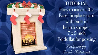 🔥🎅 Tutorial make a pop up hearth 3D Christmas fireplace Easel card PDF art available Cardmaking idea