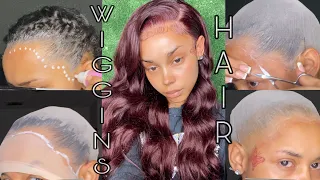 DETAILED Bald Cap Method + 99J Wig Install | Wiggins Hair