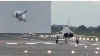 Hold your breath guys F-22 Raptor vs Typhoon Eurofighter takeoff and some flying display highlights