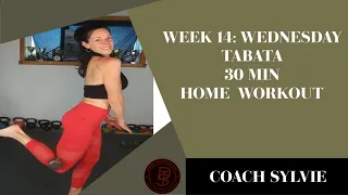 Week 14: WEDNESDAY 30 min TABATA Total Body Home Workout. WITH INSTRUCTION 🍑💪