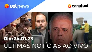 Atos golpistas: AGU pede bloqueio de bens de presos; Yanomamis, fala de Múcio, Carlos Bolsonaro e+