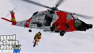 GTA 5 Coast Guard Mod 2 Men Rescued From A Shark Attack During Snow Storm - LSPDFR Coastal Callouts