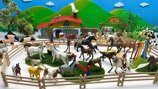 Horse Club With Farm Animals | White Horse And Brown Horse Cow Pig 동물농장 만들기