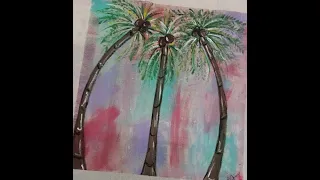 Palm Tree Trio - Canvas Tote Bag Painting (Time Lapse)