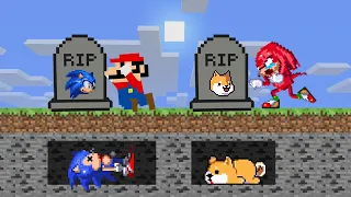 Mario, Knuckles save Sonic and Toki Dog in Minecraft | Game Animation