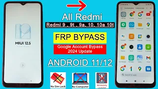 Redmi 9/9T/9A/10A/10T FRP Bypass Without PC 2024 | All Redmi Google Account Bypass Android 11/12