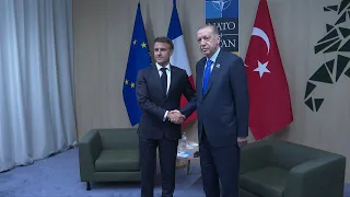 French President Macron meets Turkish president Erdogan on first day of NATO summit | AFP