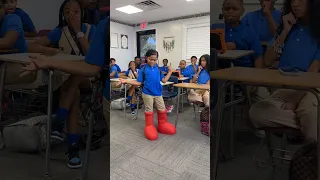 Girl comes to school with big red boots on #shorts