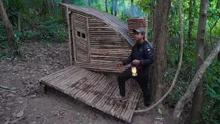 Wood Log-Cabin Shelter In 5Day Bushcraft, Wood Survival Camping