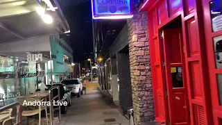 🇦🇩 WALKING TOUR AT NIGHT through the CENTER of ANDORRA LA VELLA and ESCALDES. Where cities meet. 4K