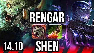 RENGAR vs SHEN (TOP) | 6/1/10, 1200+ games | KR Master | 14.10