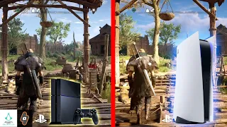 PS4 vs PS5 GAMEPLAY Side by Side Graphics Comparison Assassin's Creed Valhalla