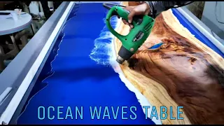 DIY epoxy resin table | How to make Ocean table - Step by step with subtitles