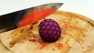 EXPERIMENT Glowing 1000 degree KNIFE vs Stress Relief Squeeze Toys