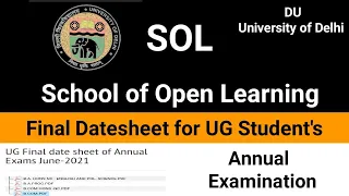 DU SOL Date sheet 2021 | Annual exam Datesheet released for BA & Bcom