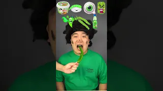 Random Green food MUKBANG 🟢🫒 #shorts