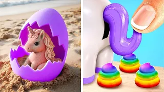 Ce este în interiorul oului de unicorn?! 🦄✨ Jucării fidget și idei artizanale epice – 123 GO! GOLD