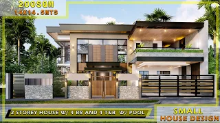 SMALL HOUSE DESIGN -  (14X14.5) METERS 2 STOREY HOUSE WITH 4 BEDROOMS AND 4 BATHROOMS