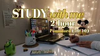 2-Hr Study With Me | pomodoro (50/10) ⏳️| piano and rain 🎶🌧💙. let's study together 📚🍀