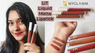 MyGlamm LIT Liquid Matte Lipstick | Review and Swatches | Shivani #myglamm