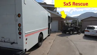 SxS rescue. Stuck in the driveway... but not for long.