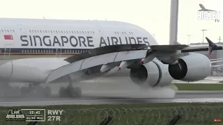 LIVE: Wet & Noisy landings at London Heathrow Airport