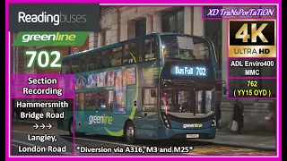 [Reading buses] Rare diversion | greenline 702 ~ Hammersmith ➝ Langley (via M3 and M25)【4K】