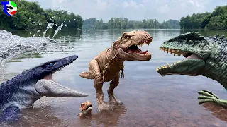 T-REX Vs GIGANOTOSAURUS Vs MOSASAURUS 🦖 Jurassic World Toys Movie| TCF CREATOR