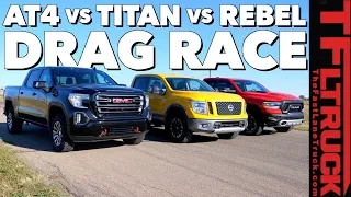 What's The Fastest New Off-Road Pickup? GMC vs Nissan vs Ram Drag Race (Gold Winch Ep.1)