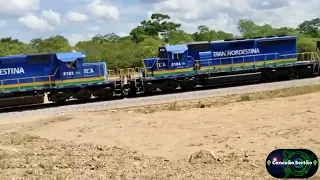 Trem carregado com brita, para a obra da Ferrovia Transnordestina no estado do Ceará .
