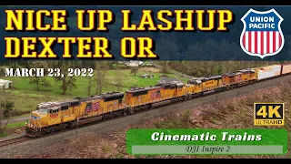 Nice Union Pacific Lashup at Dexter OR (4K) | March 23, 2022 | DJI Inspire 2