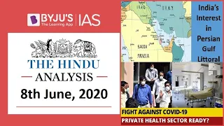 'The Hindu' Analysis for 8th June, 2020. (Current Affairs for UPSC/IAS)