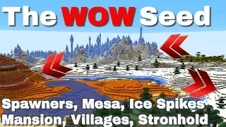 Best Minecraft Seeds: Villages EVERYWHERE plus GREAT Spawn Location with MESA & Ice Spikes (2020)