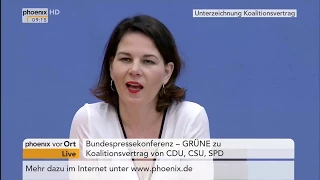 Pressekonferenz der Grünen zum Koalitionsvertrag von CDU, CSU und SPD am 12.03.18
