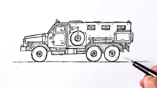 How to draw a Military vehicle easy | Taurus Art