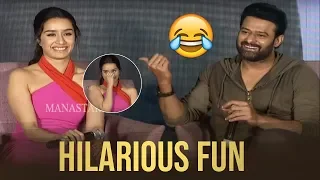 Prabhas and Shraddha Kapoor Making Hilarious Fun @ Saaho Press Meet | Manastars