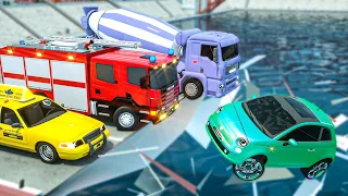 3D Cars Bridge Construction - Fire Truck Rescue | Wheel City Heroes USA | Fire Truck Animation