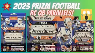 💥 RC QB Parallels 🔥 2023 Prizm Football Mega Box Blaster Box and Hanger Box! 🏈