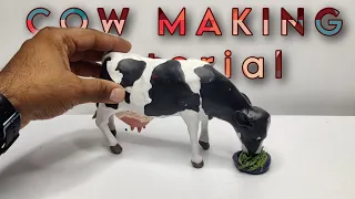 SCULPTURE : HOW TO MAKE COW WITH CLAY [ clay animal art ] #clayart