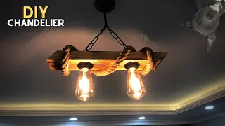 DIY WOODEN RUSTIC CHANDELIER FOR 15$ / SIMPLE AND COOL