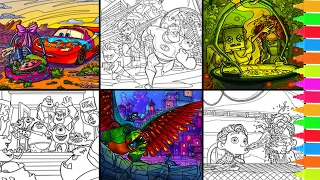 Coloring Lightning Mcqueen, The Incredibles, Brave, Monsters University | Disney Coloring Pages