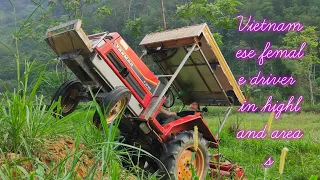 Vietnamese highland woman drives a super tractor@QuangMinhToan